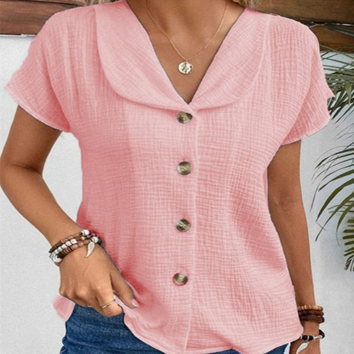 🌞 Top Cárdigan de Mujer de Verano de Manga Corta con Botones y Color Sólido