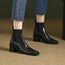 Women's Cowhide Square Toe Chunky Heel Pumps – Vintage Minimalist High Heels