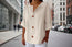 Women’s V-Neck Cotton Linen Buttoned Blouse