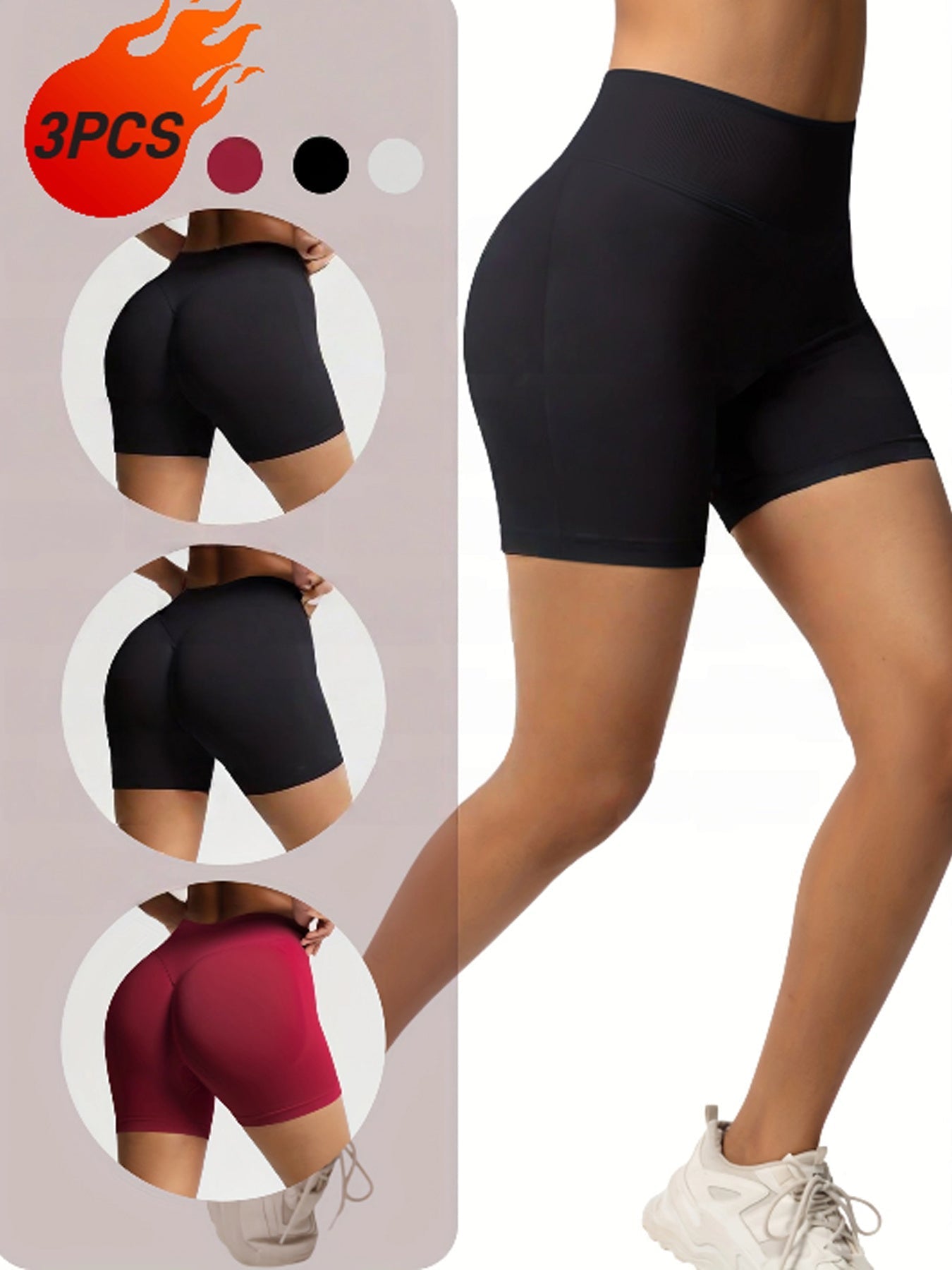 Paquete de 3 shorts de entrenamiento sin costuras para mujer