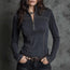 Top tipo jersey de mujer retro con cuello alto y media cremallera