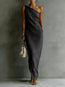 Women's Satin Off-Shoulder Slim-Fit Maxi Dress
