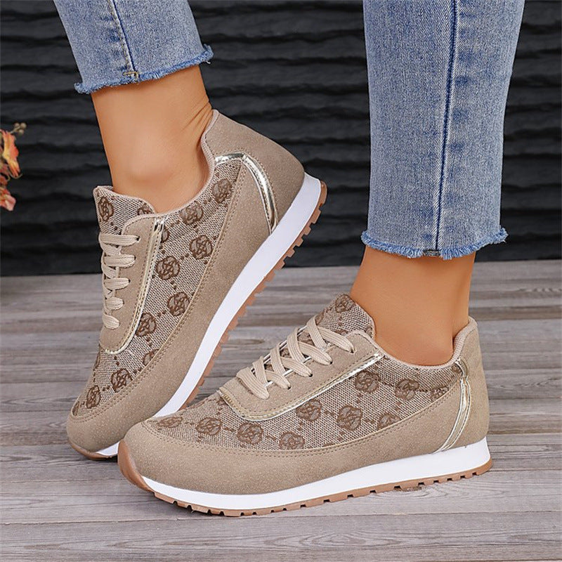 Zapatillas con cordones y estampado floral – Zapatos cómodos de lona