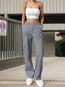 Pantalones de trabajo de mujer de talle alto - Pantalones cargo casuales de pierna ancha