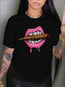 Women’s Lips Print Crew-Neck Tee