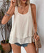 Women's Sleeveless Ruffle Hem Camisole Top – Loose Fit, Patchwork Detail
