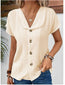 🌞 Women's Summer Solid Color Short-Sleeved Button Cardigan Top