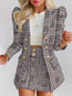 Traje de falda a cuadros de talla grande para mujer – Conjunto de blazer y falda de talle alto de dos piezas