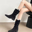 Botas cortas vaqueras de cuero de vaca plisadas de estilo occidental para mujer, de otoño