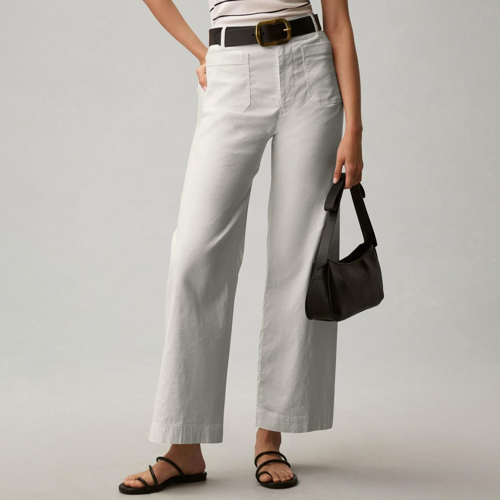 Pantalones de traje de color liso, de talle alto, adelgazantes y talla grande
