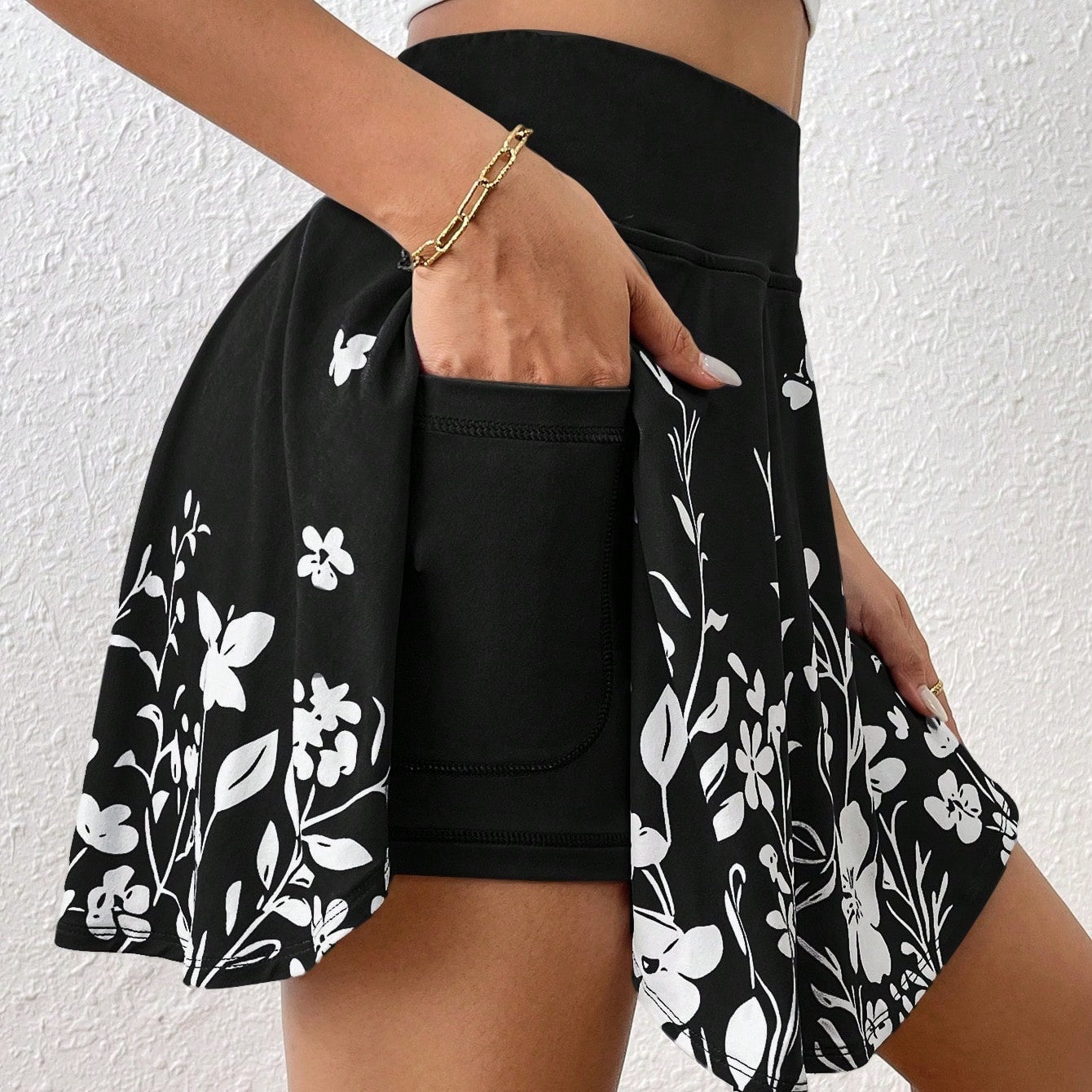 🌼 Shorts de mujer minimalistas con estampado floral, talle alto y bolsillos