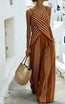 Women's Striped V-Neck Sleeveless Two-Piece Set