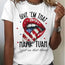 Blusa de verano con estampado de labios y estrellas de la bandera estadounidense para mujer, cuello redondo