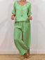 Women’s Multi Color Two Piece Set V Neck Top & Pants