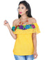 Artisanal Embroidered Blouse 100% Cotton Yellow 601425