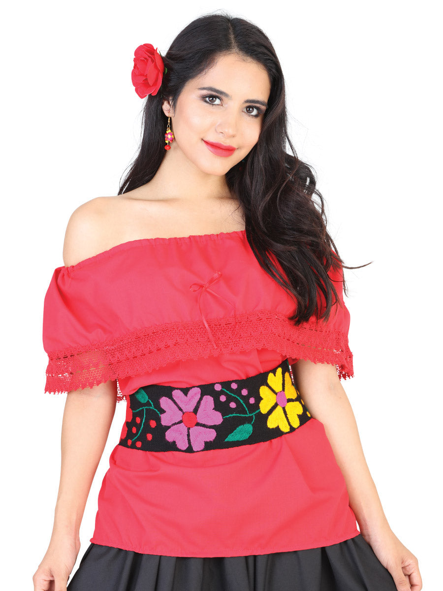 Blusa Artesanal Mexicana 50% Algodón, 50% Poliéster Roja 602094