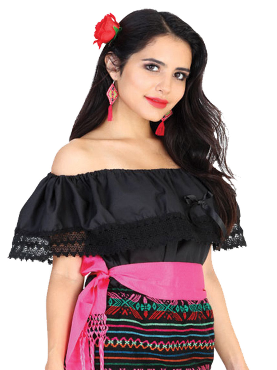 Blusa Artesanal Mexicana 50% Algodón, 50% Poliéster Negro 602095