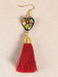 Artisanal Hand Painted Earrings Red 602162