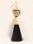 Pendientes artesanales pintados a mano negros 602165