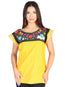 Artisanal Embroidered Blouse 50% Cotton 50% Polyester Yellow  602479