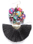 Artisanal Handcrafted Earrings Palm-Silk Thread Black 602570