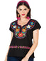 Artisanal Embroidered Blouse 100% Cotton Black 603058