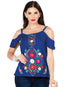 Artisanal Embroidered Blouse 100% Cotton Blue 603069