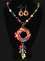 Artisanal Set Earrings-Necklace Palm Multicolor 603237