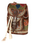 Bolso Artesanal Cuero Marrón/Multicolor 603682