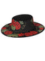 Sombrero artesanal mexicano de gamuza negra pintado a mano 603719