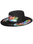 Sombrero artesanal mexicano de gamuza negra pintado a mano 603729
