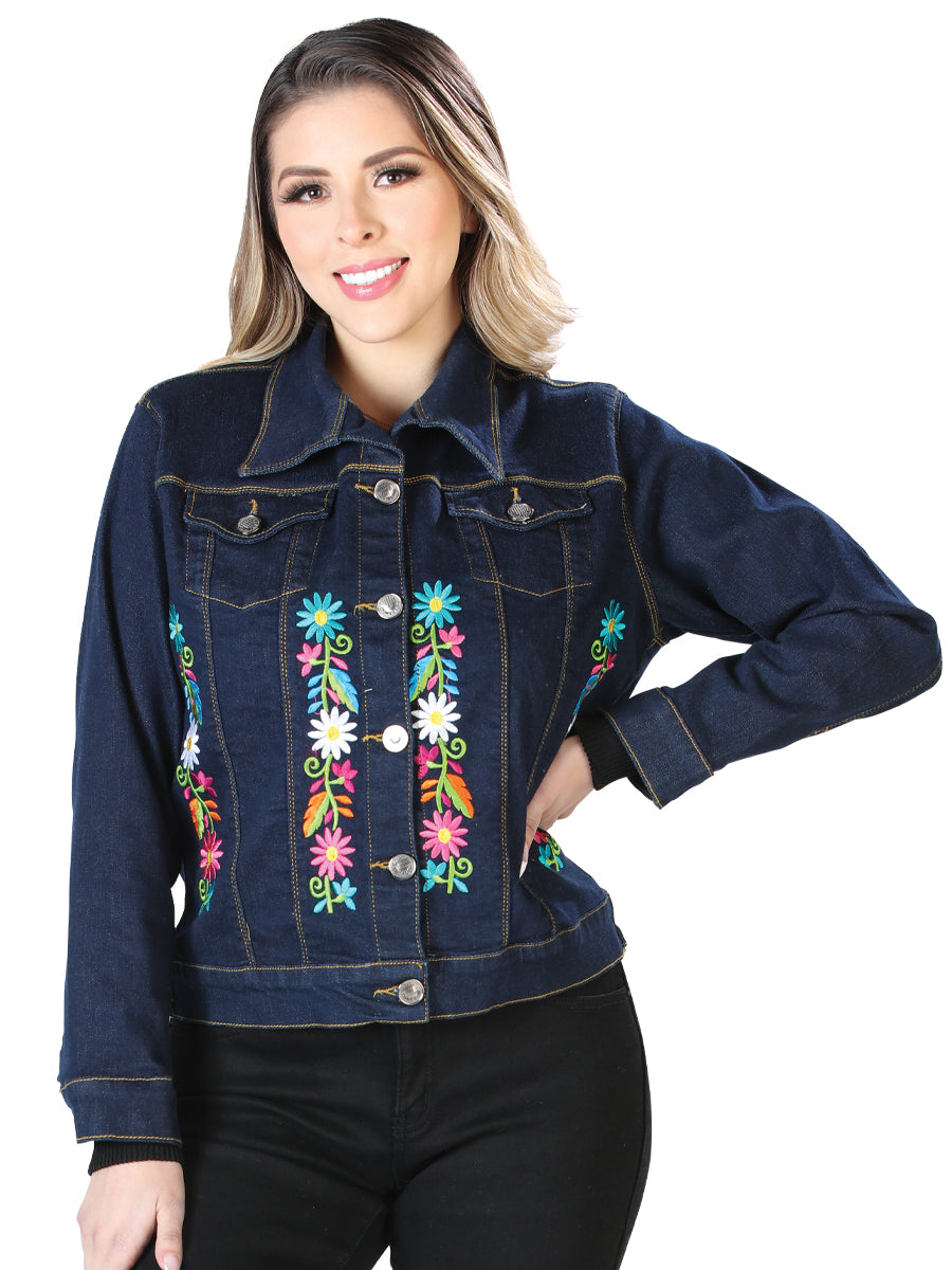Chaqueta Artesanal Bordada 50% Algodón, 50% Poliéster Azul 603829