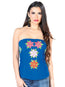 Artisanal Embroidered Blouse 100% Cotton Royal Blue 603901