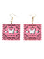 Artisanal Handmade Earrings Wood Pink 603946