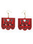 Artisanal Handmade Earrings Wood Red 603949
