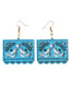 Artisanal Handmade Earrings Wood Blue 603951