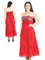 Vestido Artesanal Bordado 100% Algodón Rojo 604001