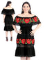 Vestido Bordado Artesanal 100% Algodón Negro 604002
