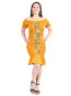 Vestido Bordado Artesanal 100% Algodón Mostaza 604008