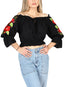 Artisanal Embroidered Blouse 100% Cotton Black 604050