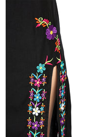 Artisanal Embroidered Dress 100% Cotton Black 604054