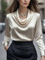 Women’s Elegant Boat Neck Long Sleeve Minimalist Top