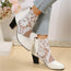 Botines de malla con tacón grueso y bordados de encaje | Blanco y negro EU 35–43