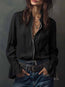 Women's Ruffled Sleeve Resort Shirt – Stretch Casual Long Blouse