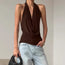 Designer Knitted Backless Boat-Neck Top Women’s Clothing