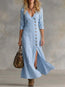 Casual Cotton Linen Long Sleeve Women’s Dress