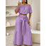 Conjunto de dos piezas de top y pantalones acampanados de cintura alta – 7 colores, S–2XL