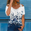 🦋 Vibrant Butterfly Lace Off-Shoulder V-Neck Tee