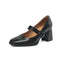 Women's Sheepskin Mary Jane Heels – Square Toe Chunky Heel Buckle Pumps