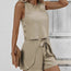 Women’s Solid Color Off-Shoulder Lace-Up Shorts Set